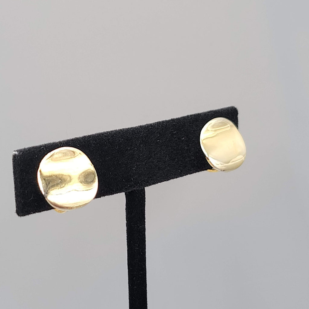 Vintage Stud Clip on Earrings Gold Plate Wavy Round 1/2"