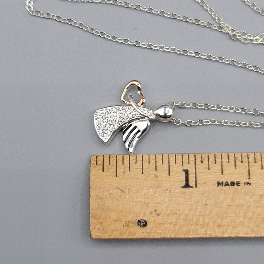 Angel Necklace Silver Plated Gold Plated Heart Pendant 18"