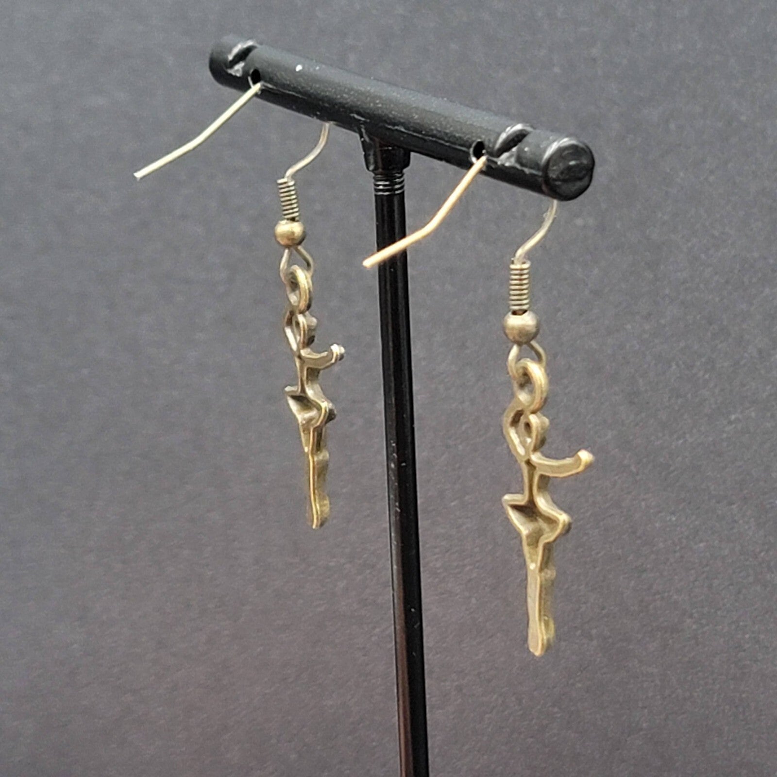 New Ballerina Pierced Earrings Bronze tone Dangle 1"
