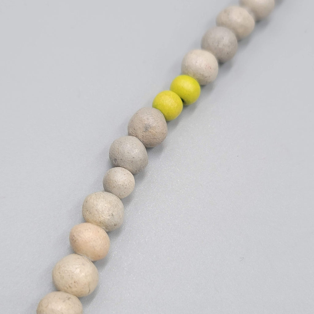 Cayuga Lake Lucky Stones Necklace Artisan Gray Green Beads 26"