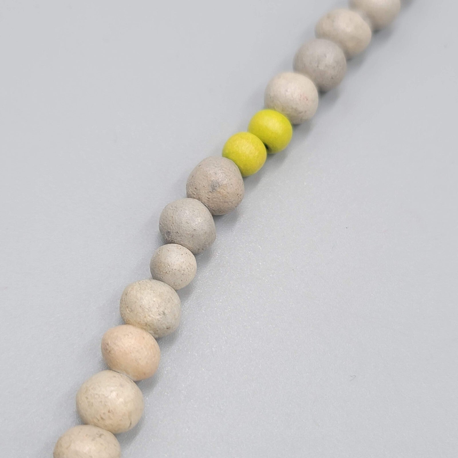 Cayuga Lake Lucky Stones Necklace Artisan Gray Green Beads 26"