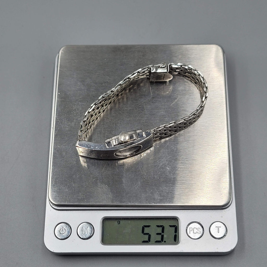 Vtg Swank 17 Jewels Sterling Silver Band Womens Watch Monogram BNM UNTESTED
