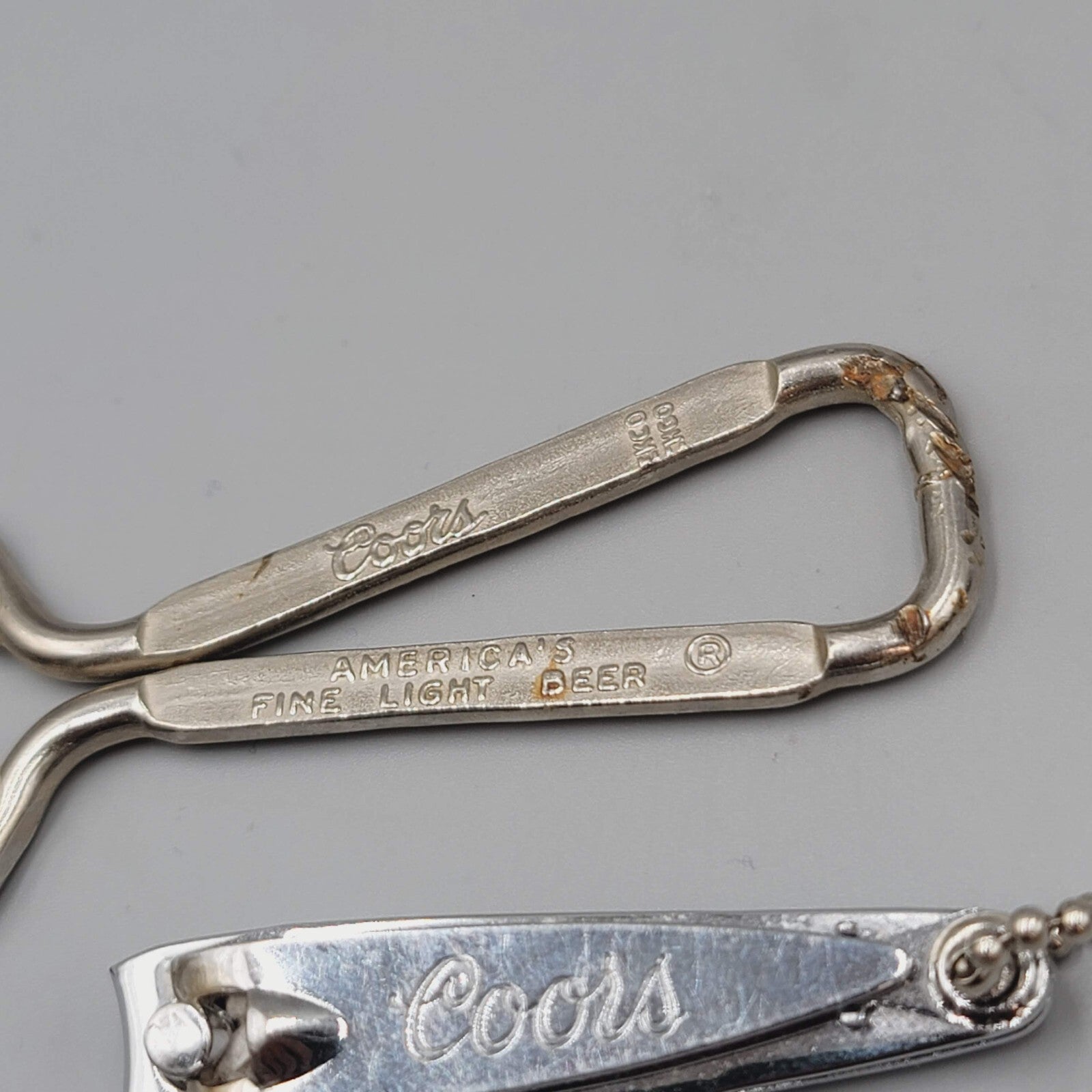 Vintage Coors Americas Fine Light Beer Metal Loop Bottle Opener Nail Clipper Lot
