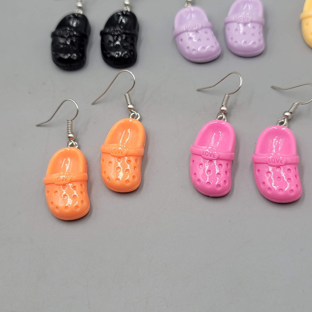 Croc Lot Pierced Earrings Set of 6 Multicolor Silver tone Dangle 1 in