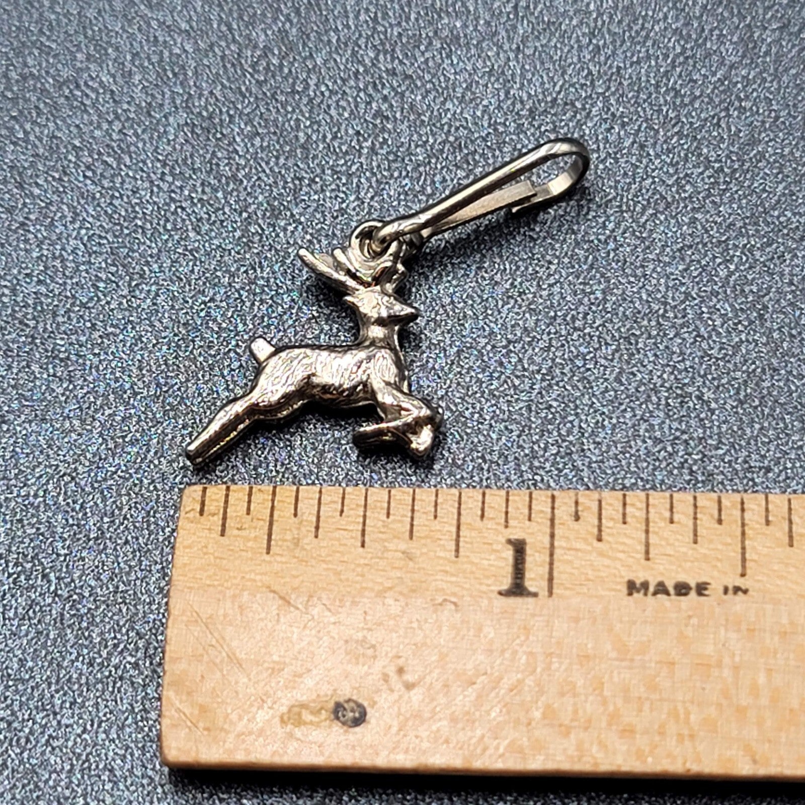 Deer Charm Purse Charm Bag Charm Zipper Pull Keychain Gift Silver tone 3/4"