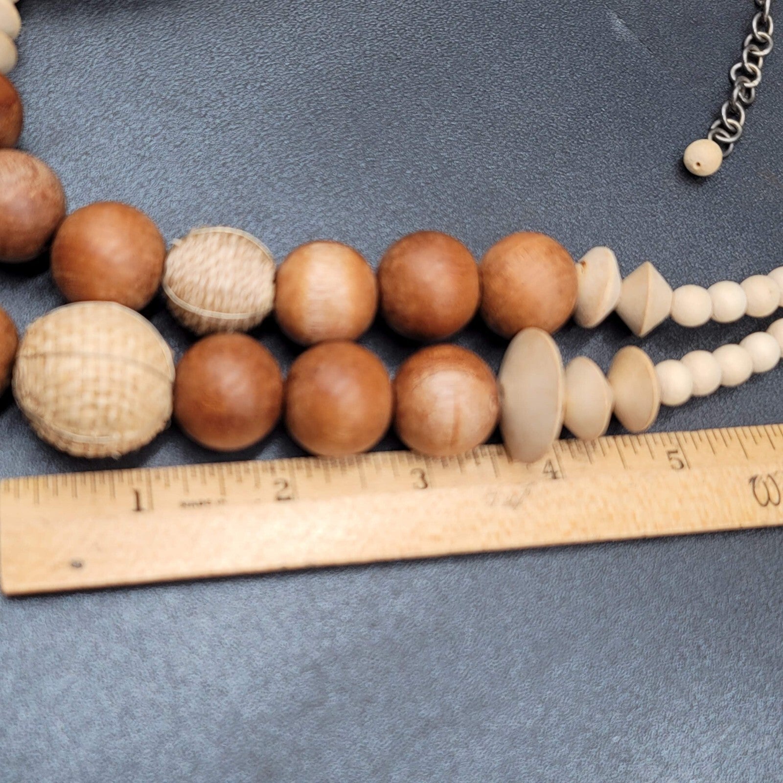 White House Black Market Graduated Wood Bead Double Strand Necklace 20"-22"