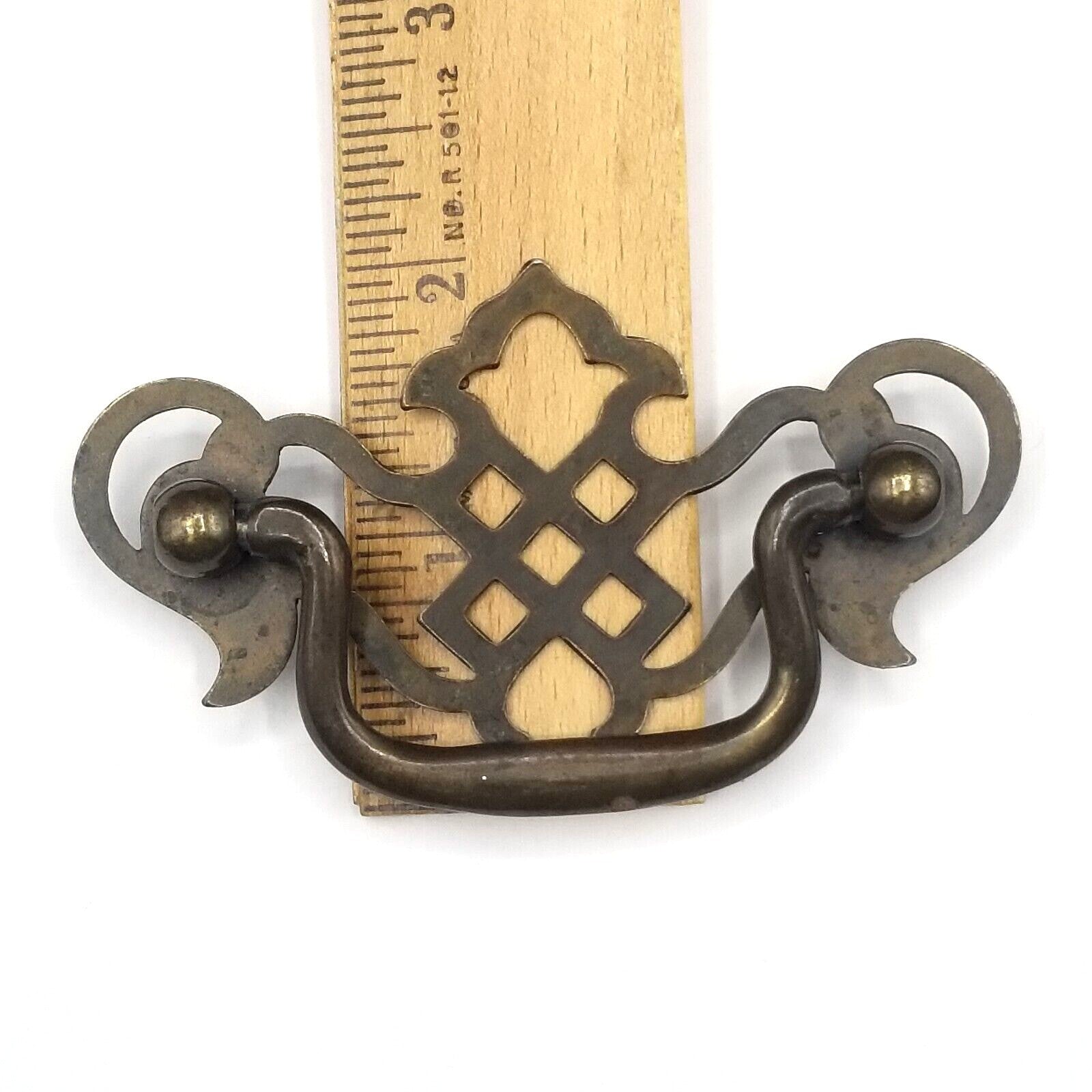 Vintage Steel Chippendale Drawer Pull Hardware Ornate Lot of 3 