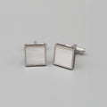 Vintage Selenite Mens Cufflinks Silver tone Square Mens Estate Jewelry 5/8"