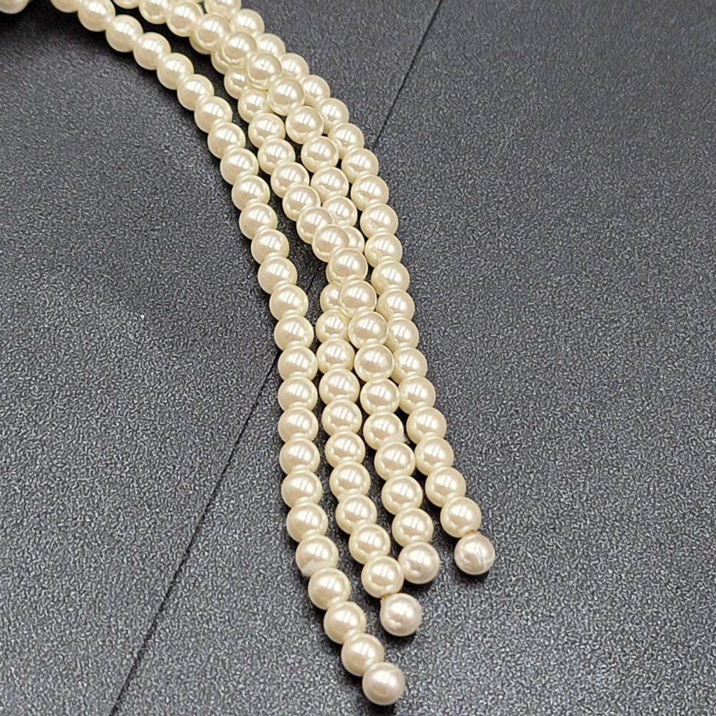 Charter Club Necklace White Faux Pearl Multi Strand Knot Long 28"-30" +6"