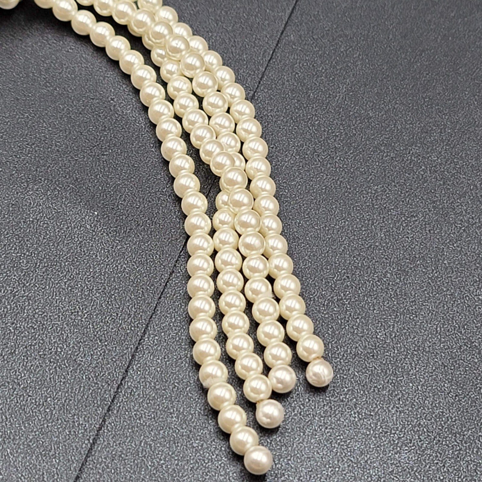 Charter Club Necklace White Faux Pearl Multi Strand Knot Long 28"-30" +6"