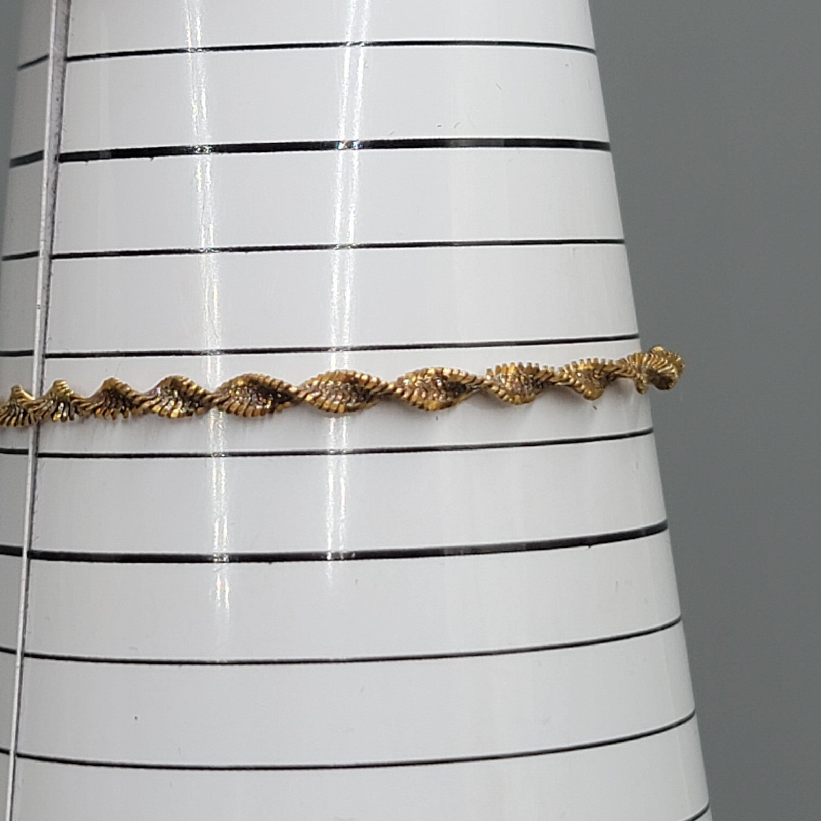  Twisted Spiral Herringbone Two-Toned 925 Sterling Silver Bracelet  7" Signed PT