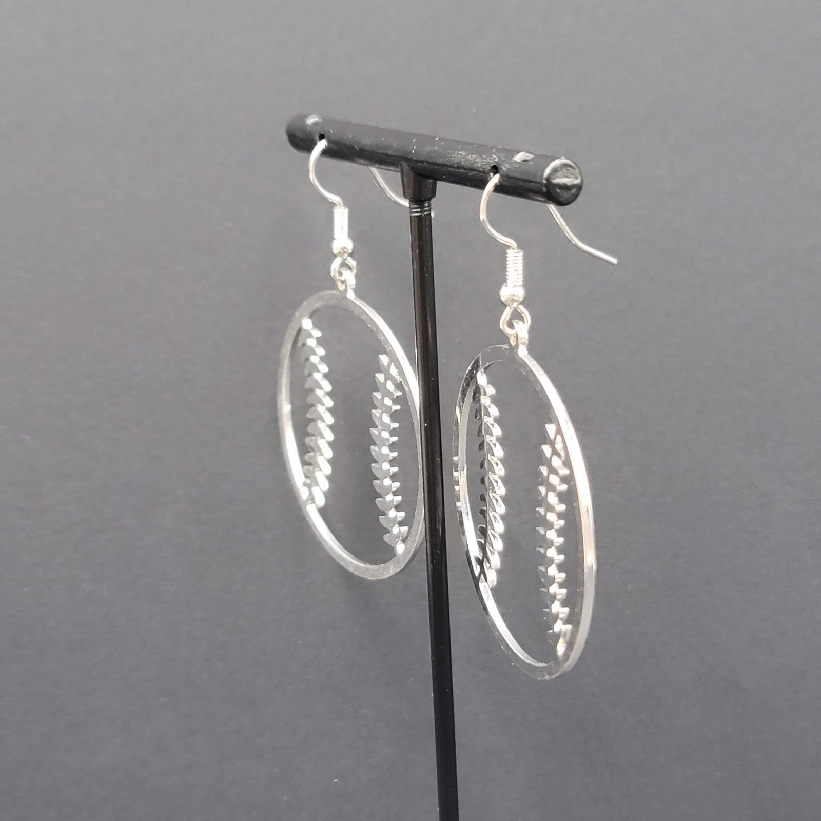 Baseball Pierced Earrings Open Work Silver tone Dangle 1 5/8"