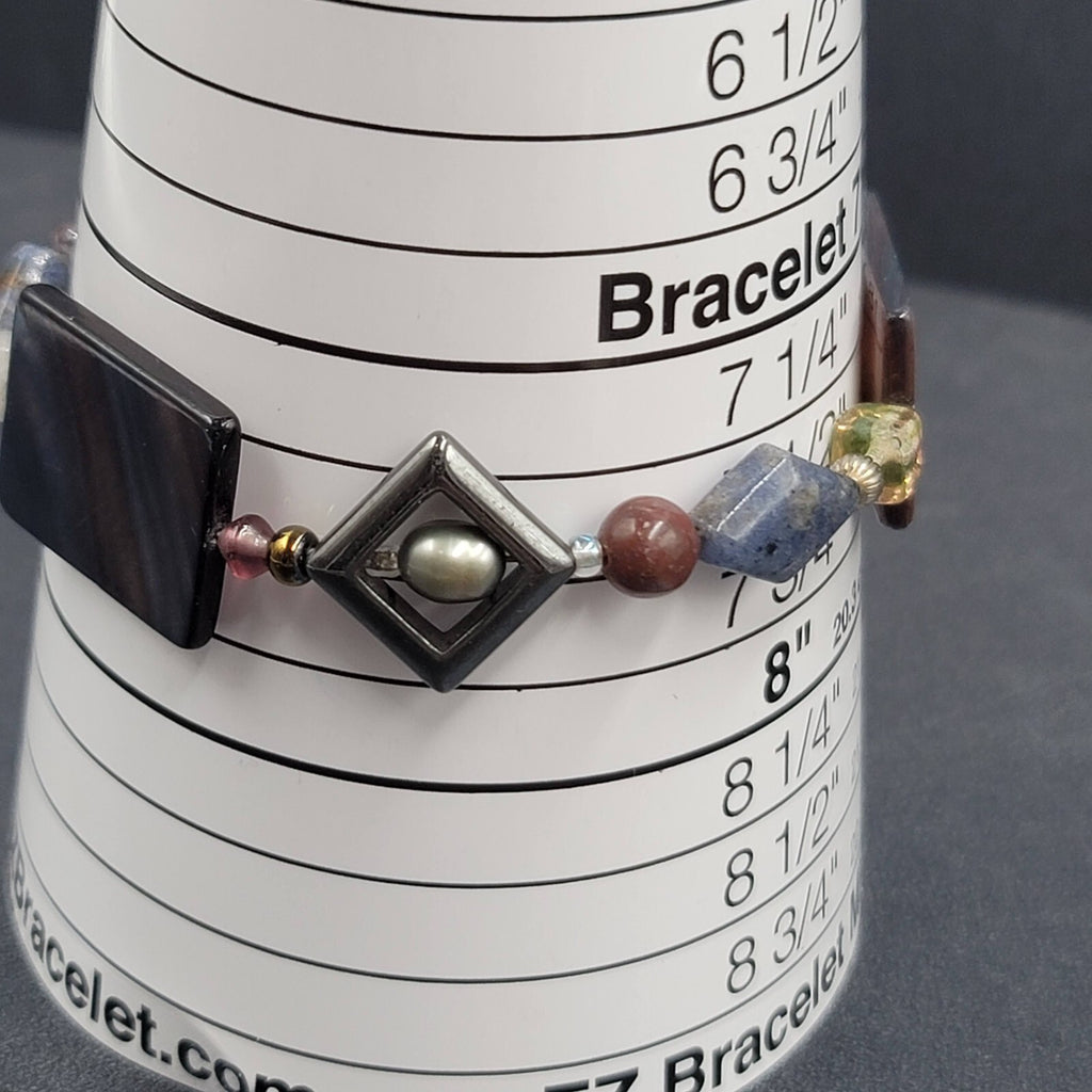 Beaded Bracelet Shell Pearl Gemstone Multicolor Eclectic and Unique