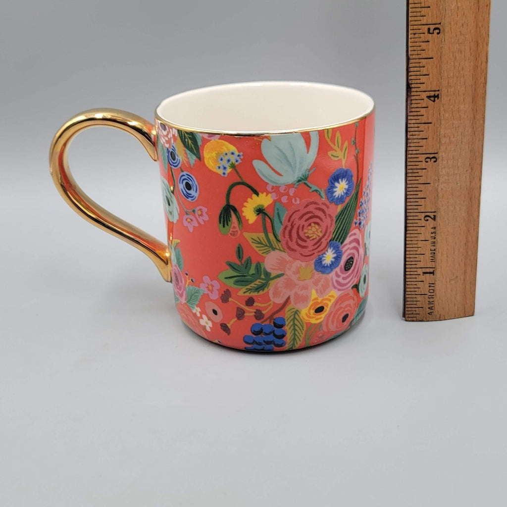 Rifle Paper Co Anthropologie Letter N Floral Mug Gold Handle Monogram Coffee Cup