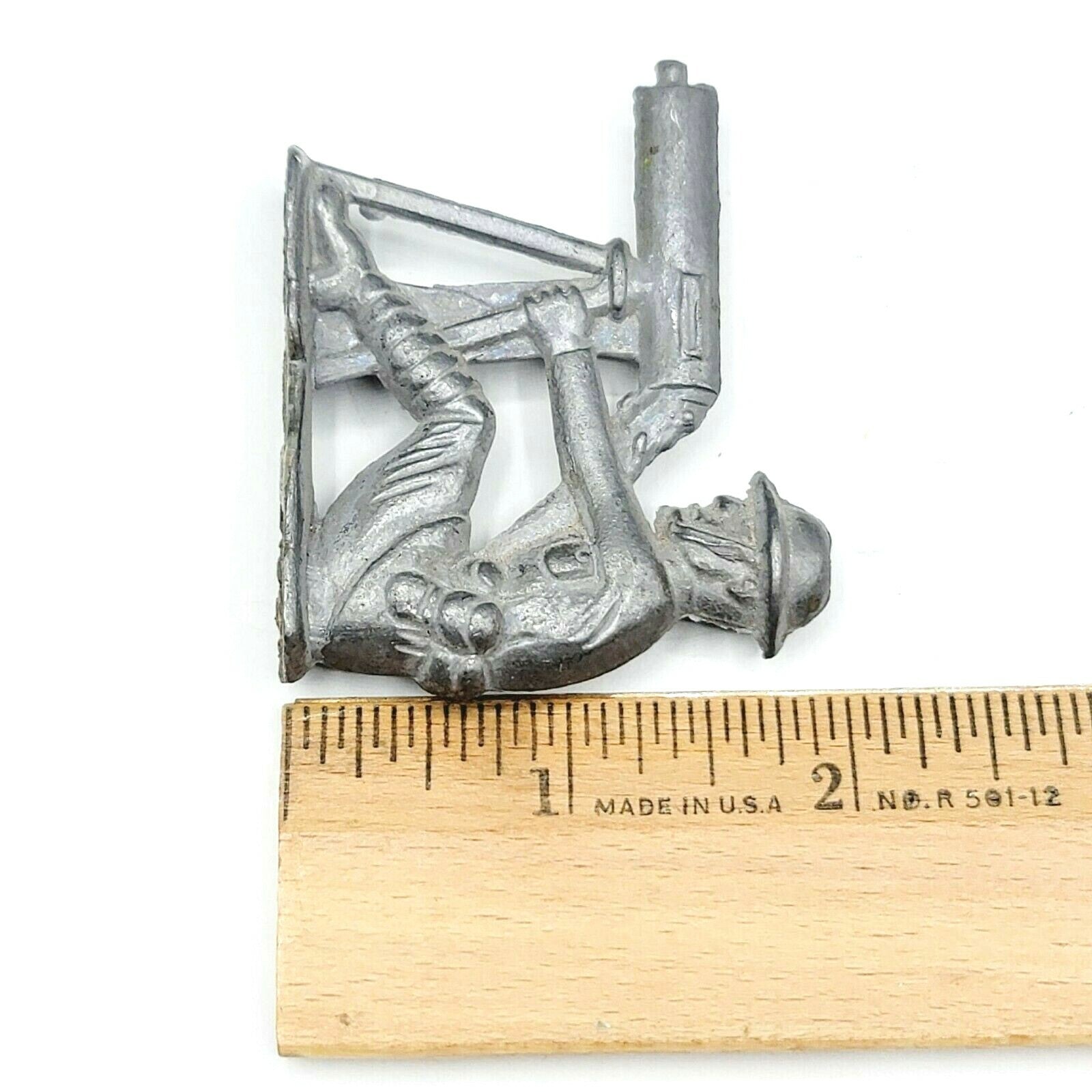 Antique Vintage US Army Lead Soldier Tommy Gun 2" x 2 3/8"