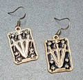 Tarot Card Pierced Earrings JUDGEMENT 3 Swords Gold tone Black 1"
