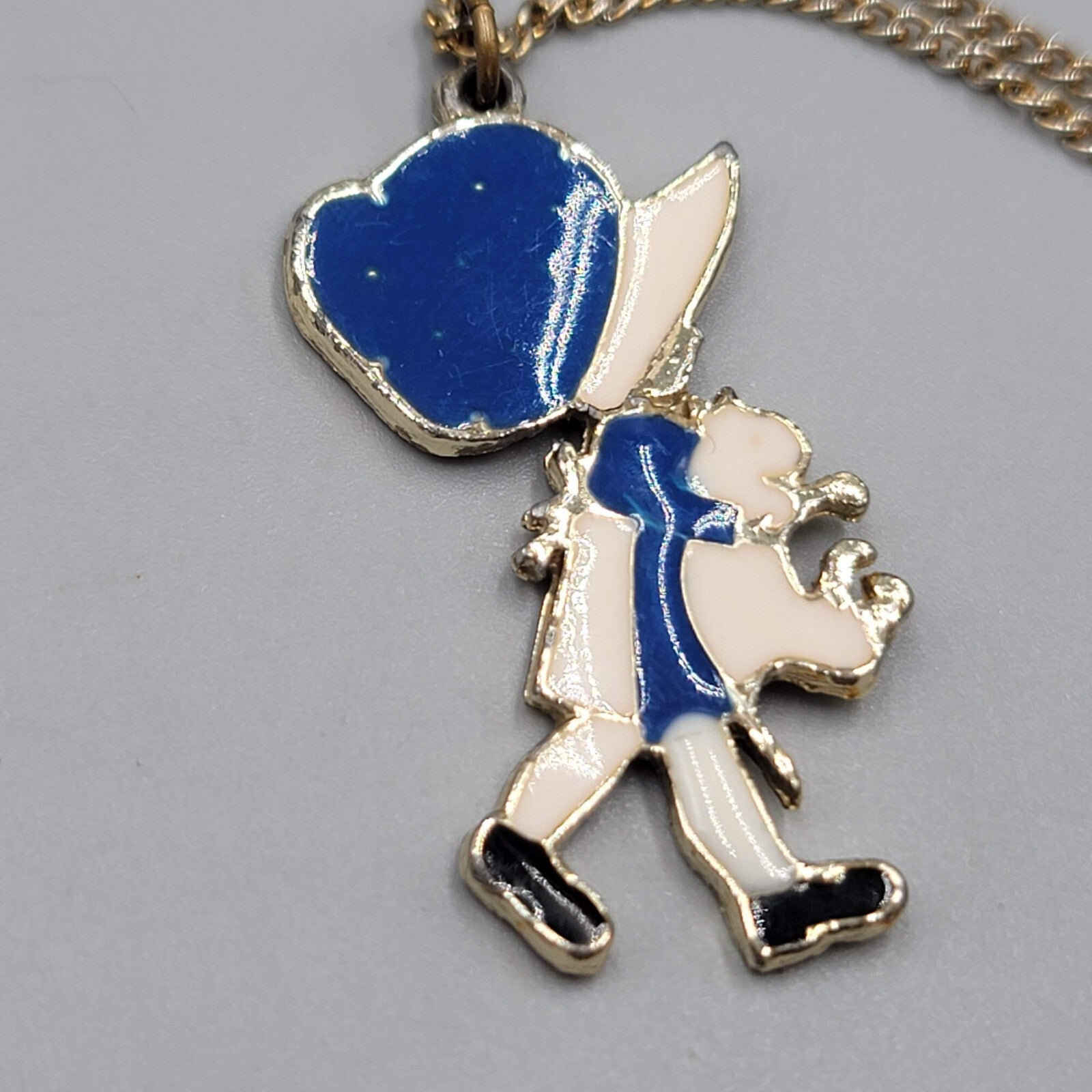 Vintage Holly Hobbie Pendant Chain Necklace Enamel  16"