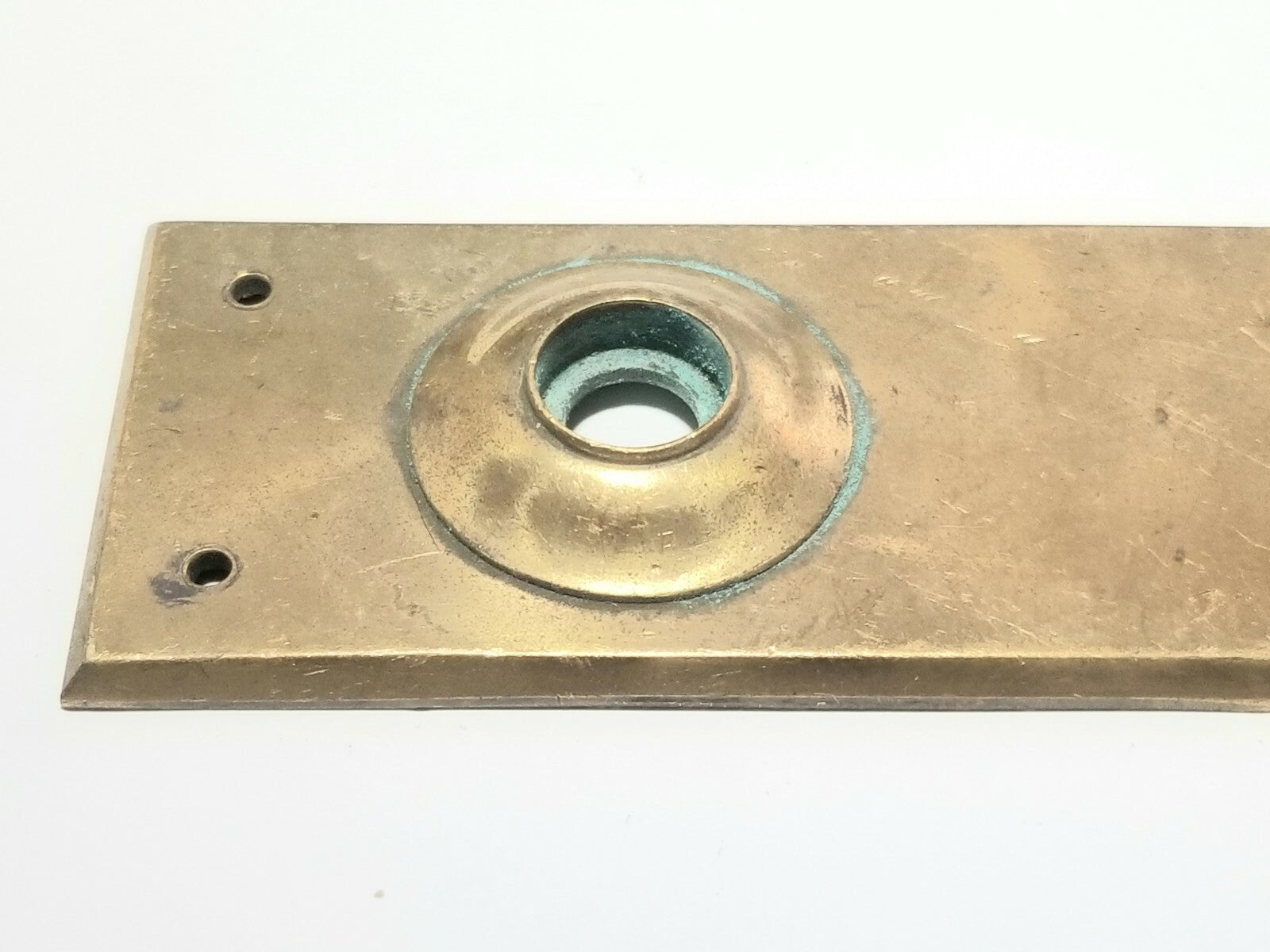 Antique Brass Bronze Door Knob Backplate w/ Skeleton keyhole & Thumb lock hole