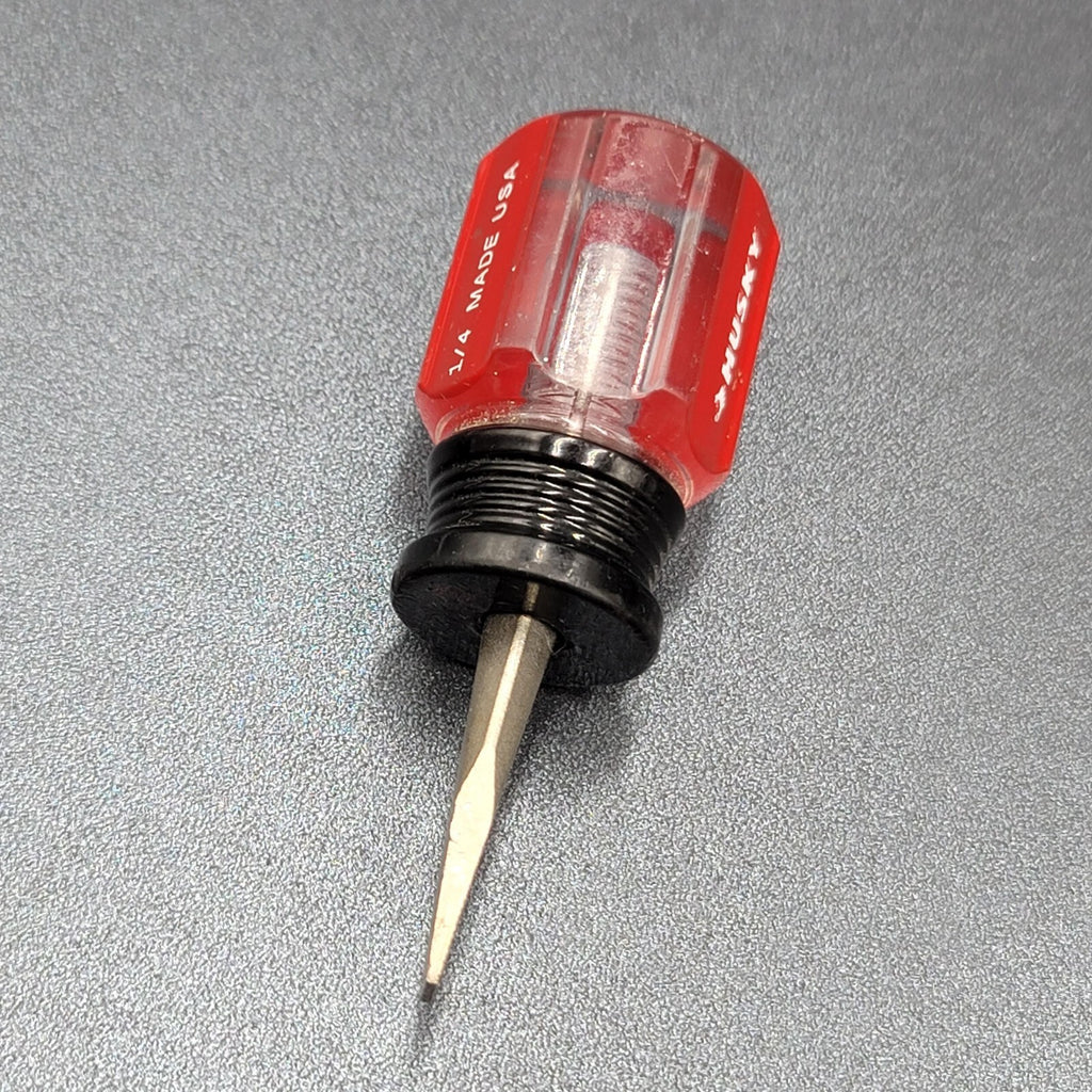 HUSKY STUBBY STRAIGHT Red Clear Handle Screwdriver 1/4"