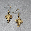 New ELEPHANT Head Pierced Earrings Bronze tone Dangle 7/8"