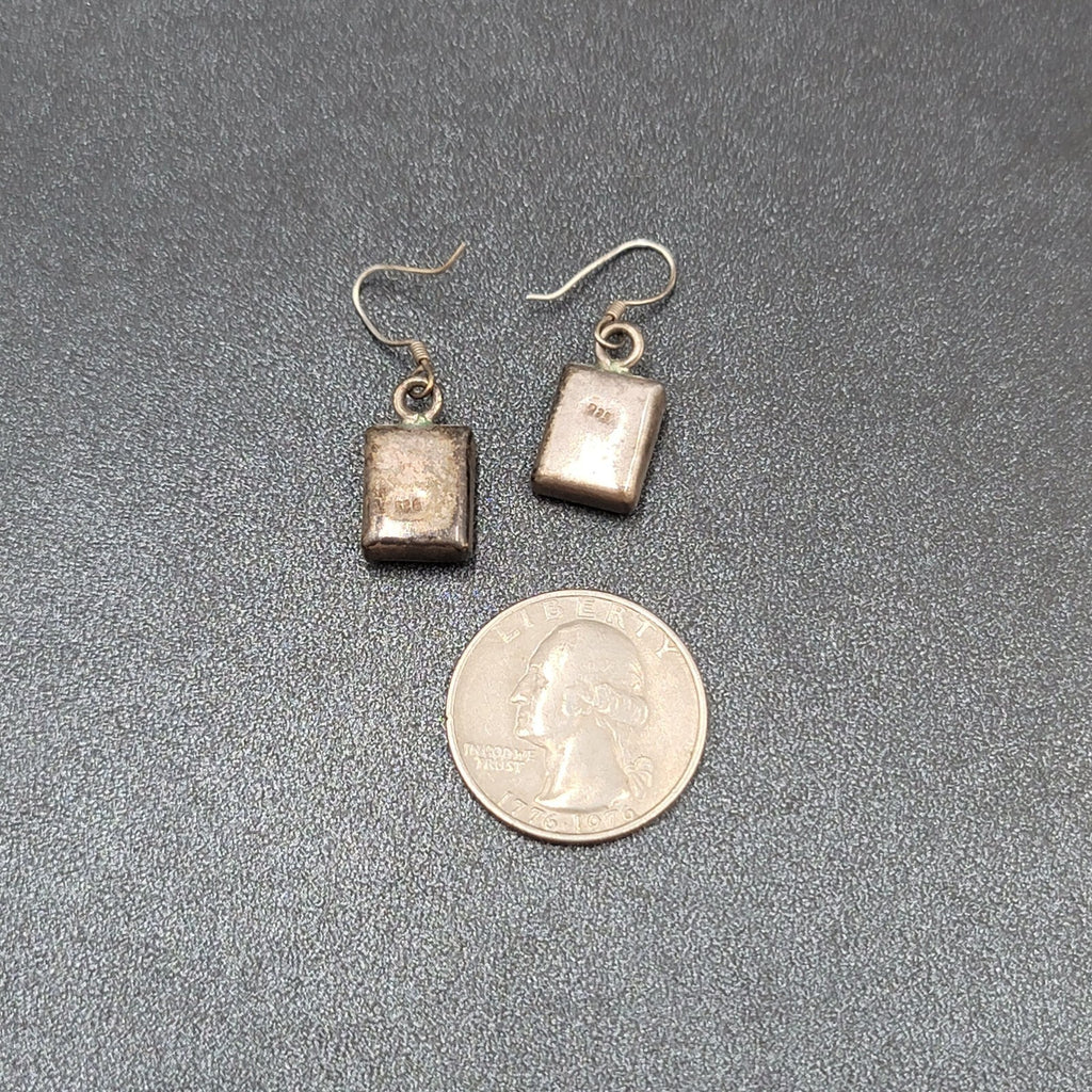 Pierced Earrings Sterling Silver Real Flower in Resin Dangle 5/8"