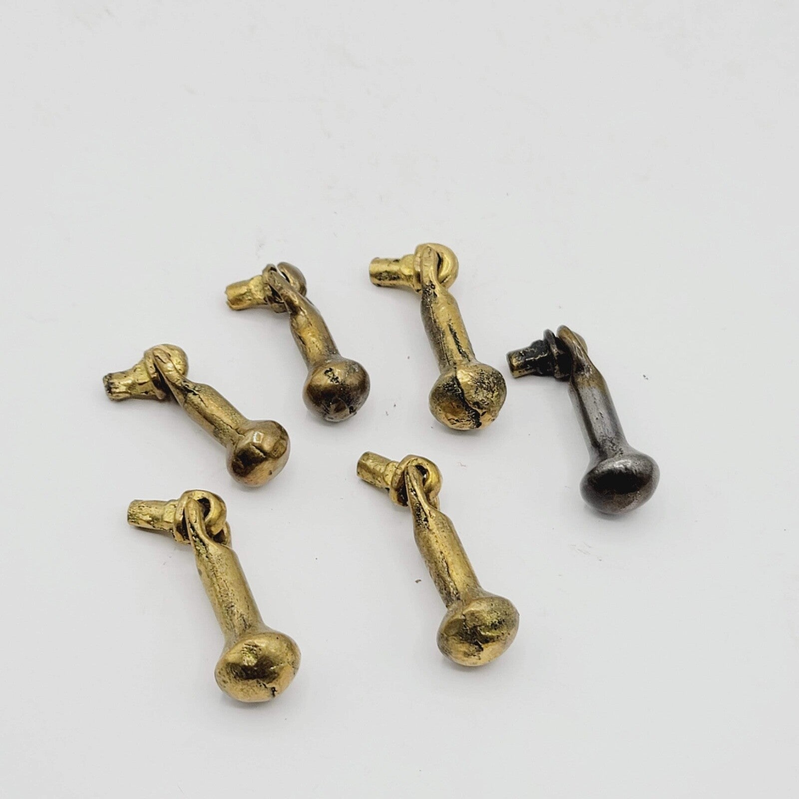 Set of 6 Vintage Brass Drawer Pulls Salvage Hardware Parts