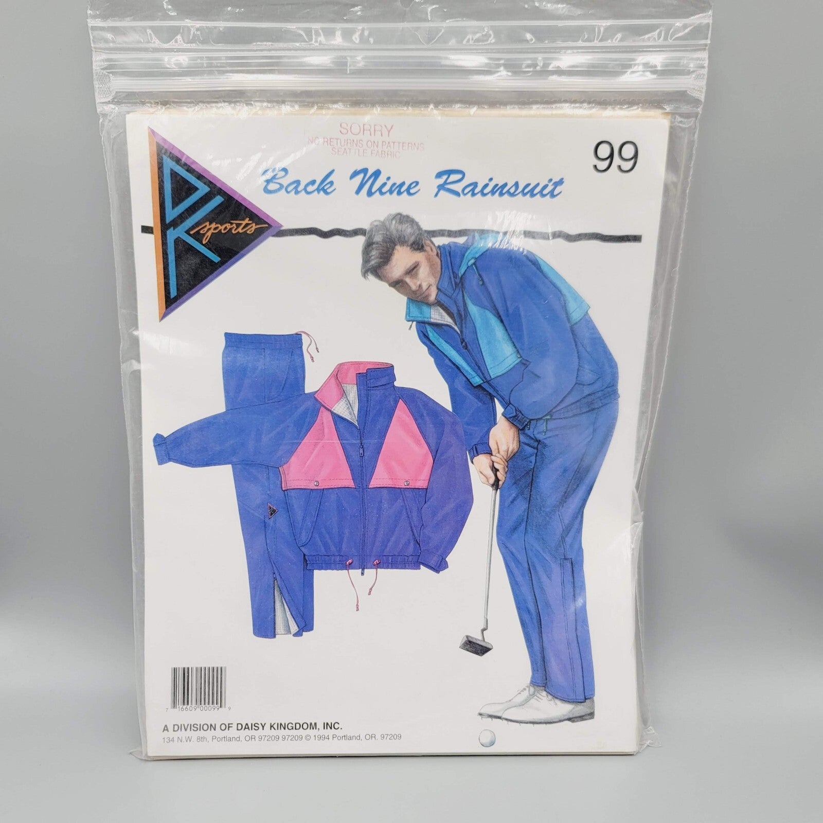 DK SPORTS BACK NINE RAINSUIT 99 MENS GOLF JACKET PANTS PATTERN  XS-XXL FF
