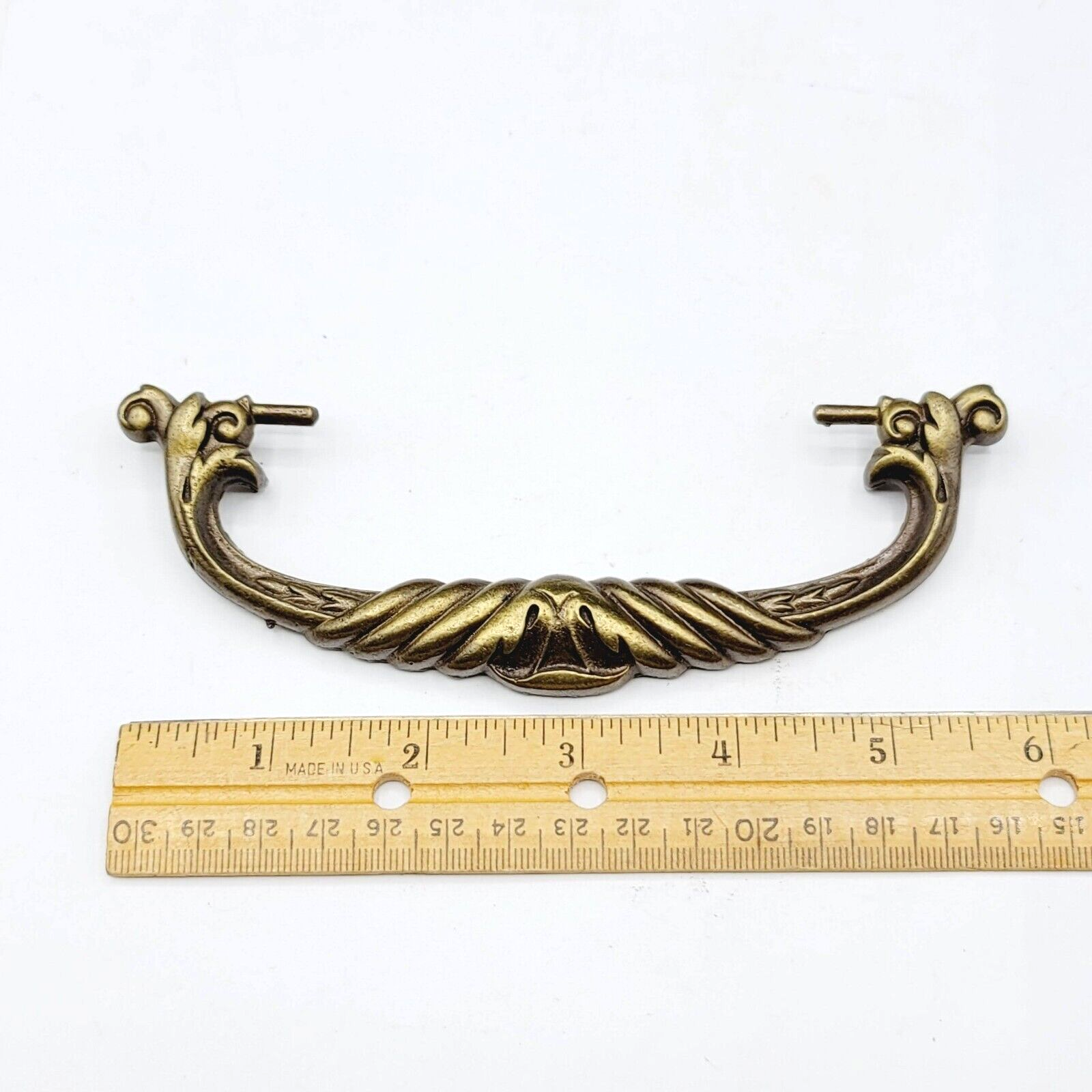 Vintage Large Ornate Brass Bail Pull for 4" Pull Handle Replacement