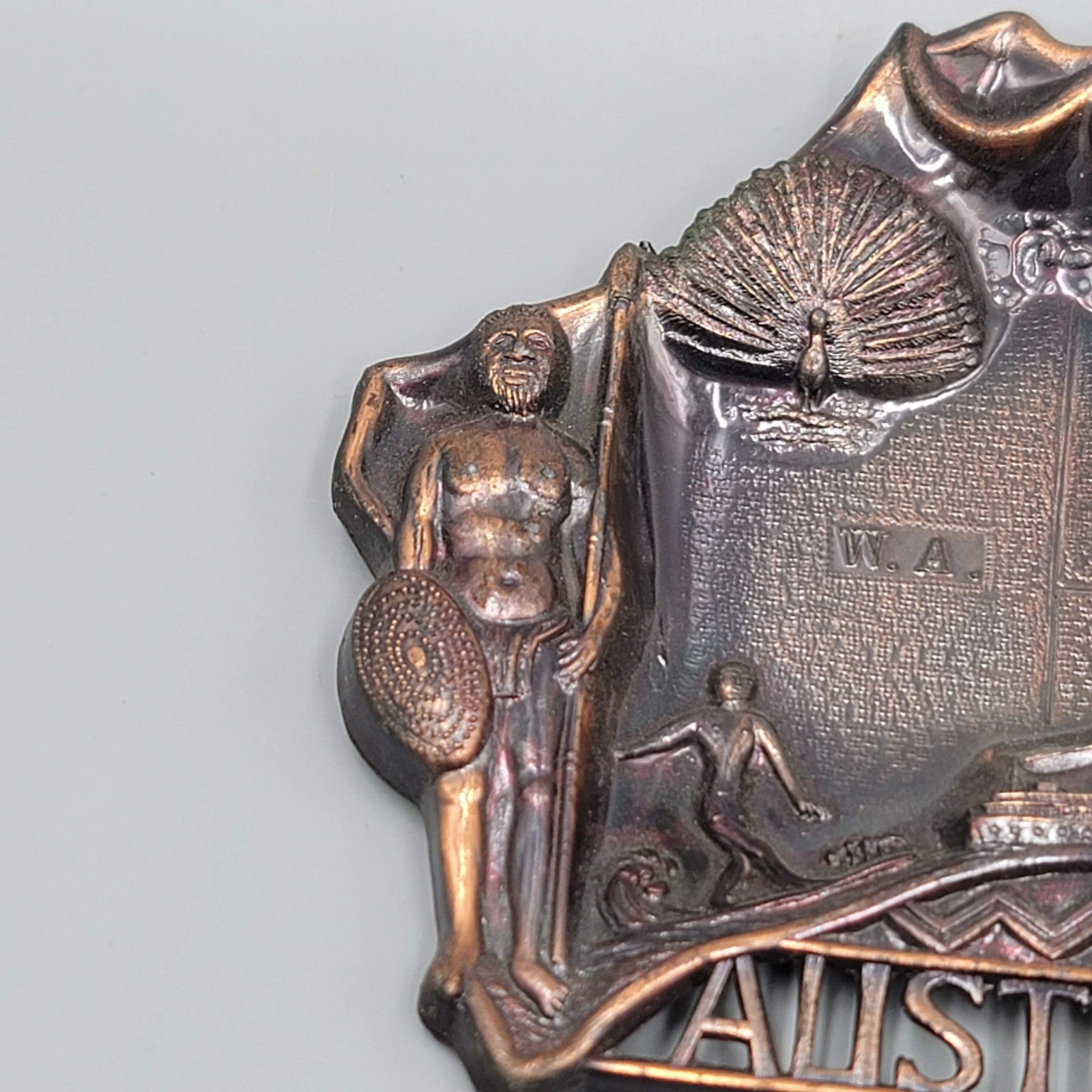 Vintage Metal Ashtray Trinket Dish  Australia Travel Souvenir 6.5"