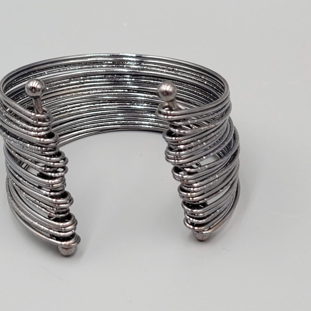 Gun Metal Gray Bracelet Wire Cuff Statement 
