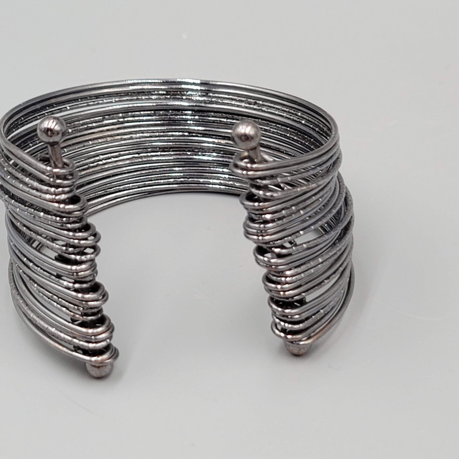 Gun Metal Gray Bracelet Wire Cuff Statement 