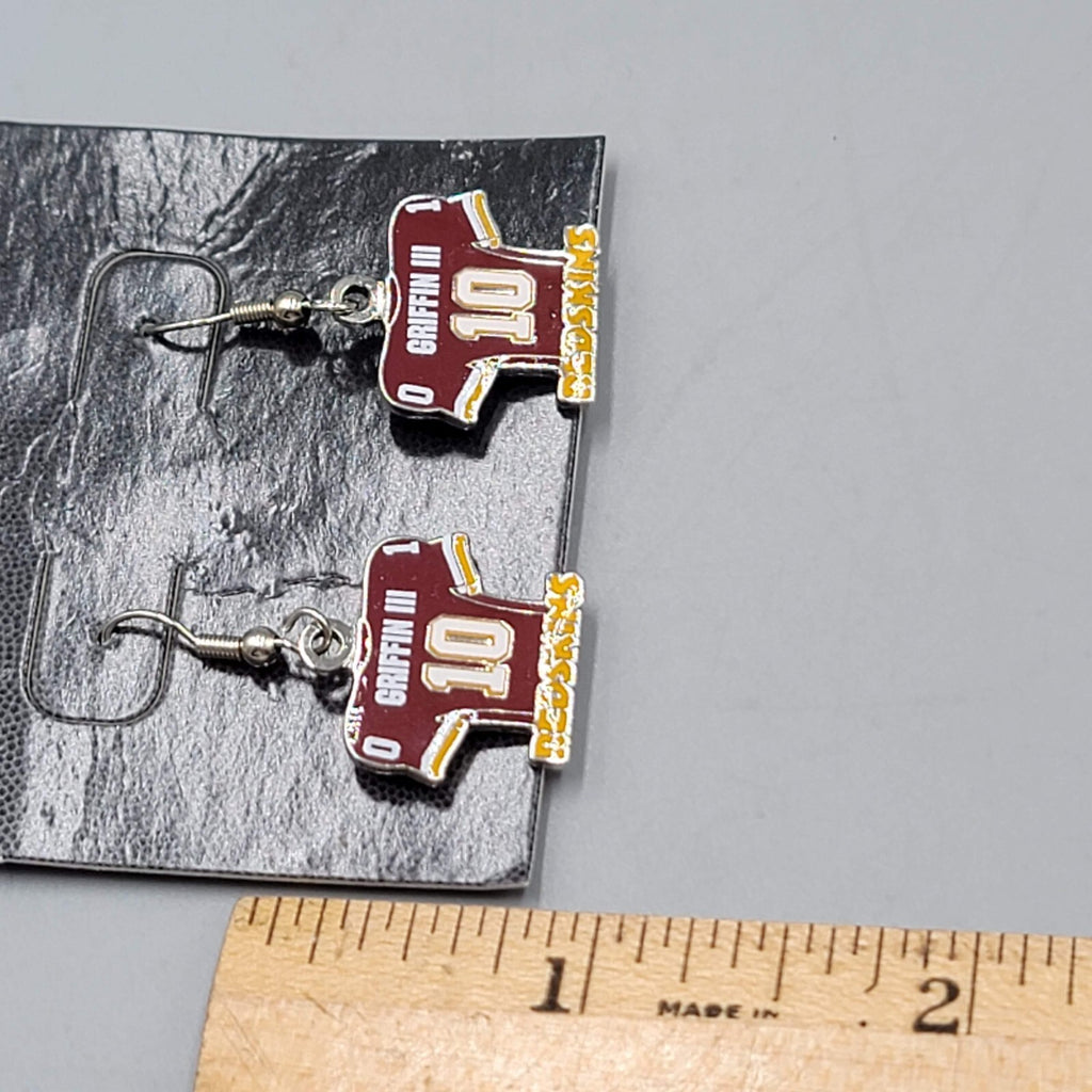 NFL Griffin Redskins Pierced Earrings Enamel Silver tone Dangle 3/4"