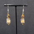 Pierced Earrings Agate Stone Beads Sterling Silver Hooks 1.25"