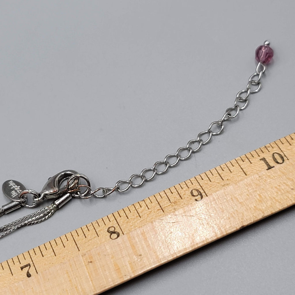 lia sophia Necklace Purple Glass Cats Eye Station Bead 16"-18"