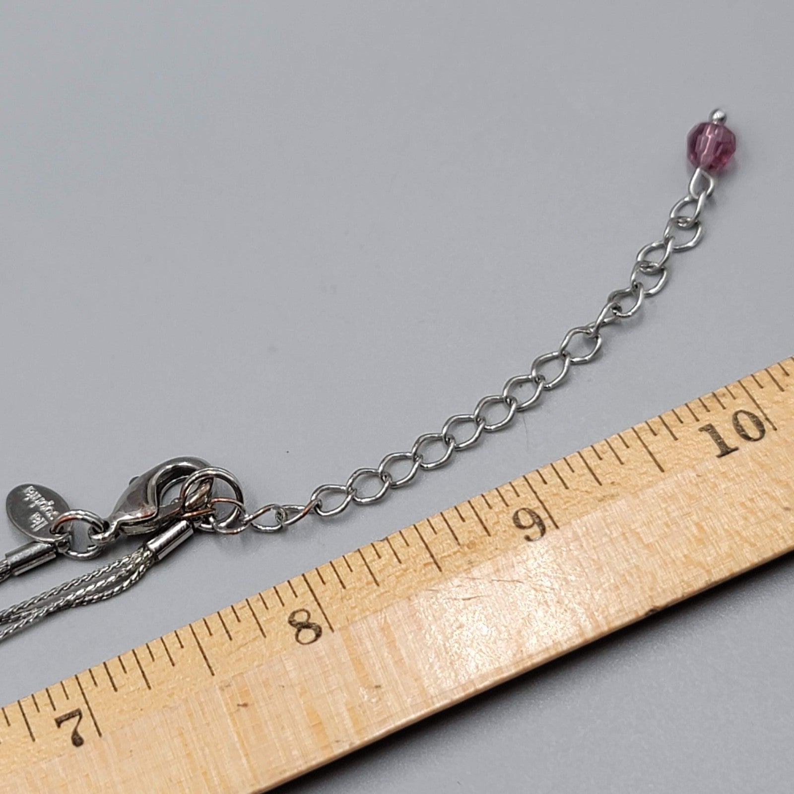 lia sophia Necklace Purple Glass Cats Eye Station Bead 16"-18"