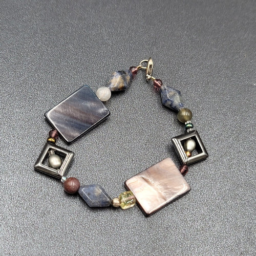 Beaded Bracelet Shell Pearl Gemstone Multicolor Eclectic and Unique