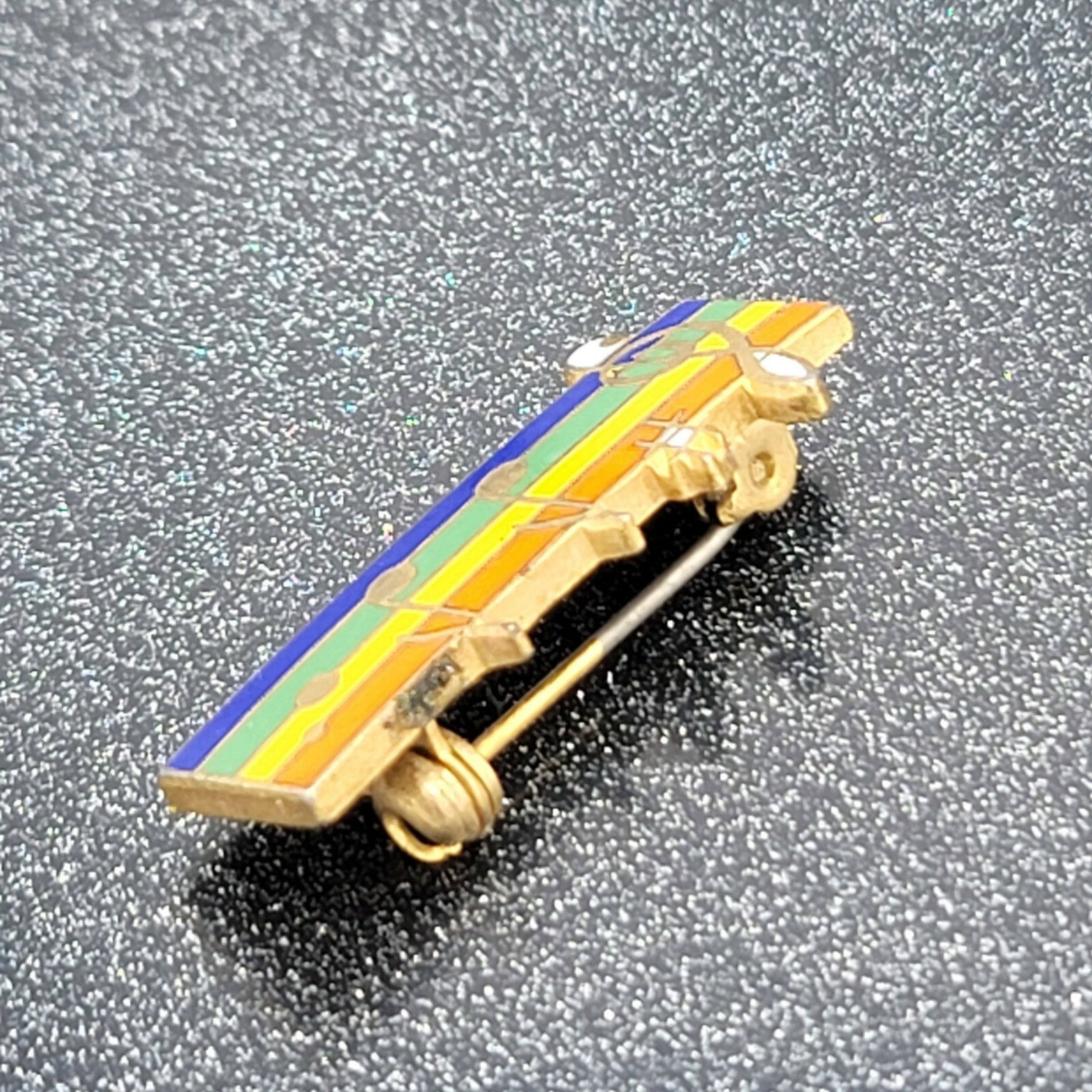 Rainbow Music Staff Enamel Lapel Pin Treble Clef Eighth Notes 1 1/8"