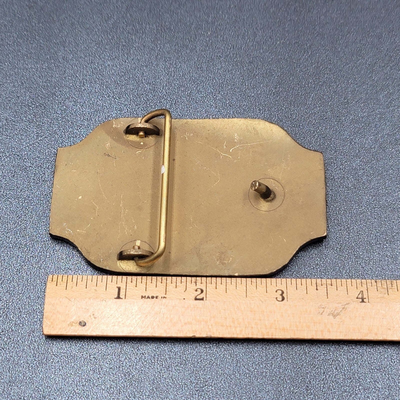 Vintage Solid Brass Belt Buckle WALL STREET WEST 3 1/2" x 2 1/8"