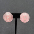 Vintage Clip on Earrings Pink Translucent Acrylic Rhinestone Dome 1"