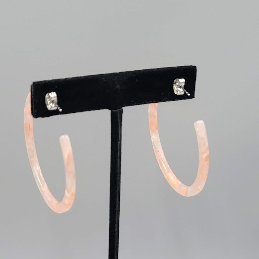 Pink Hoop Pierced Earrings Confetti Resin 2 in