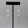 Pierced Earrings Silver tone Dangle Chains Chandelier Long 4"