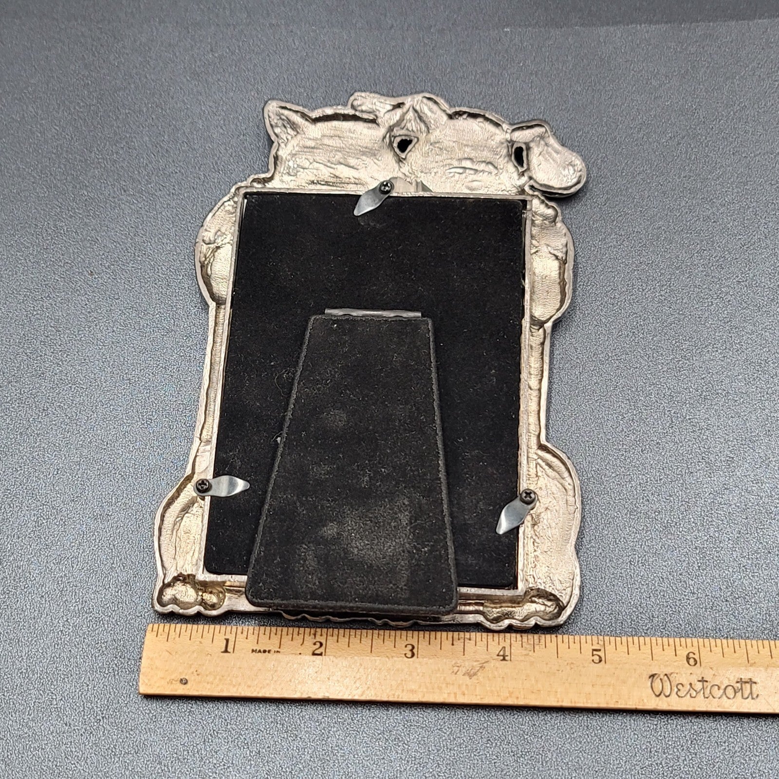 Molded Metal Pet Photo Picture Frame Puppy Dog Kitty Cat 3 1/2" x 5"