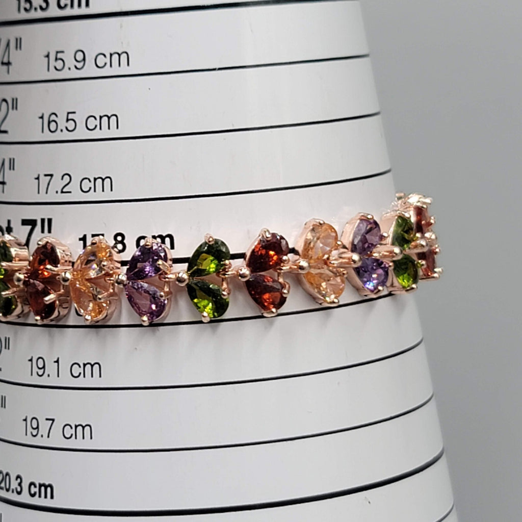 Rose Gold tone Tennis Bracelet Teardrop Shape Crystal 7"