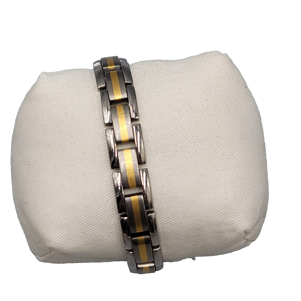 Mens Titanium Link Bracelet Two Toned Size 8.5