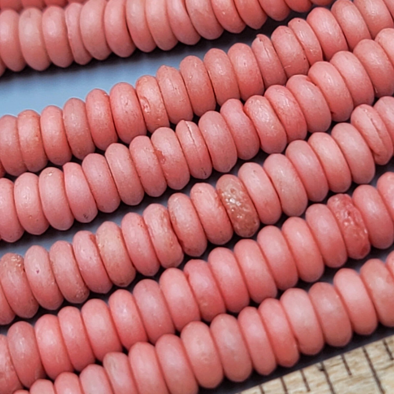 Artisan Faux Coral Bead Bib Boho Necklace Pink Metal Multistrand 20"