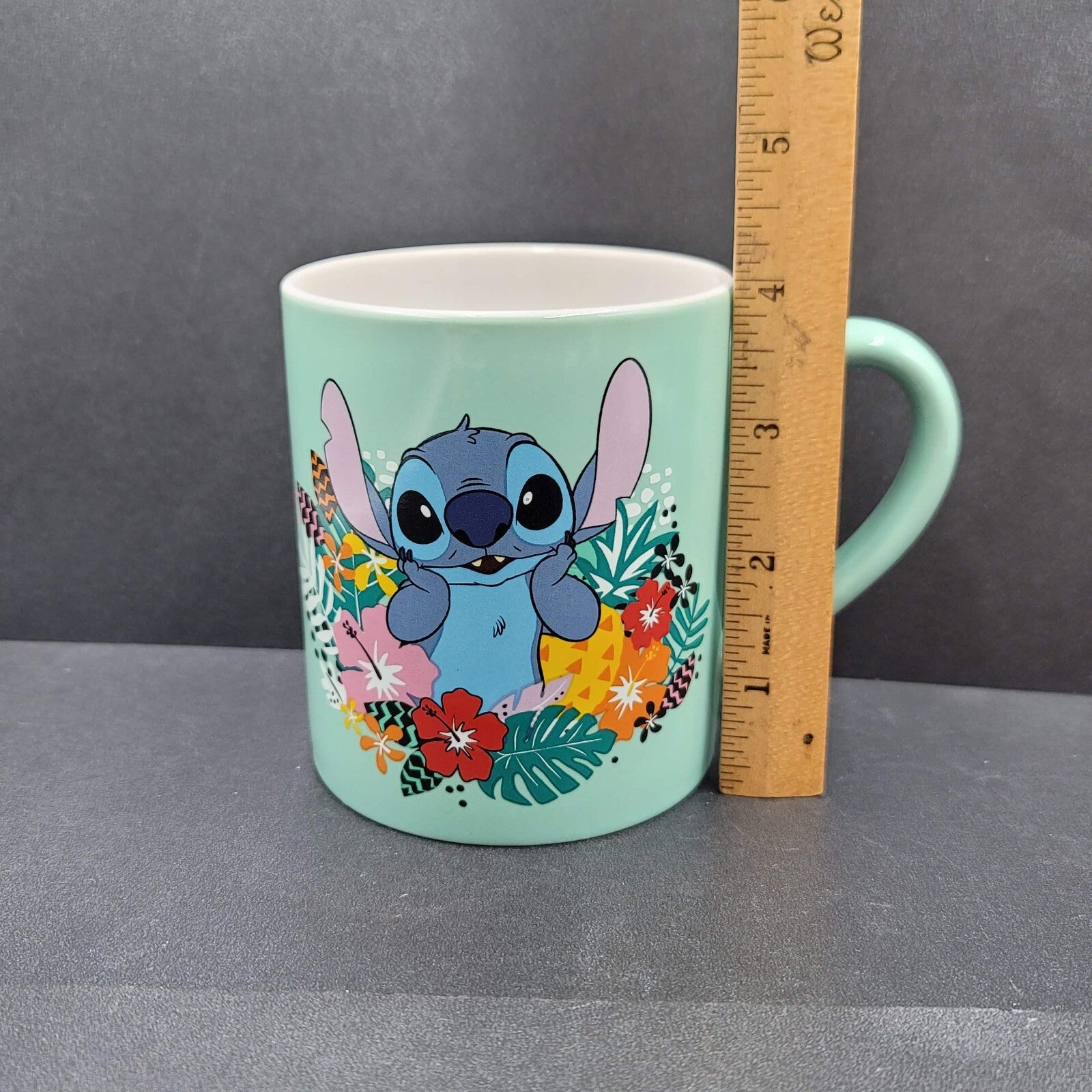 Disneys Stitch Ceramic Coffee Tea Mug "Weird but cute" Flowers