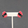 Vintage Pierced Earrings Acrylic Red Black Teardrop 7/8"
