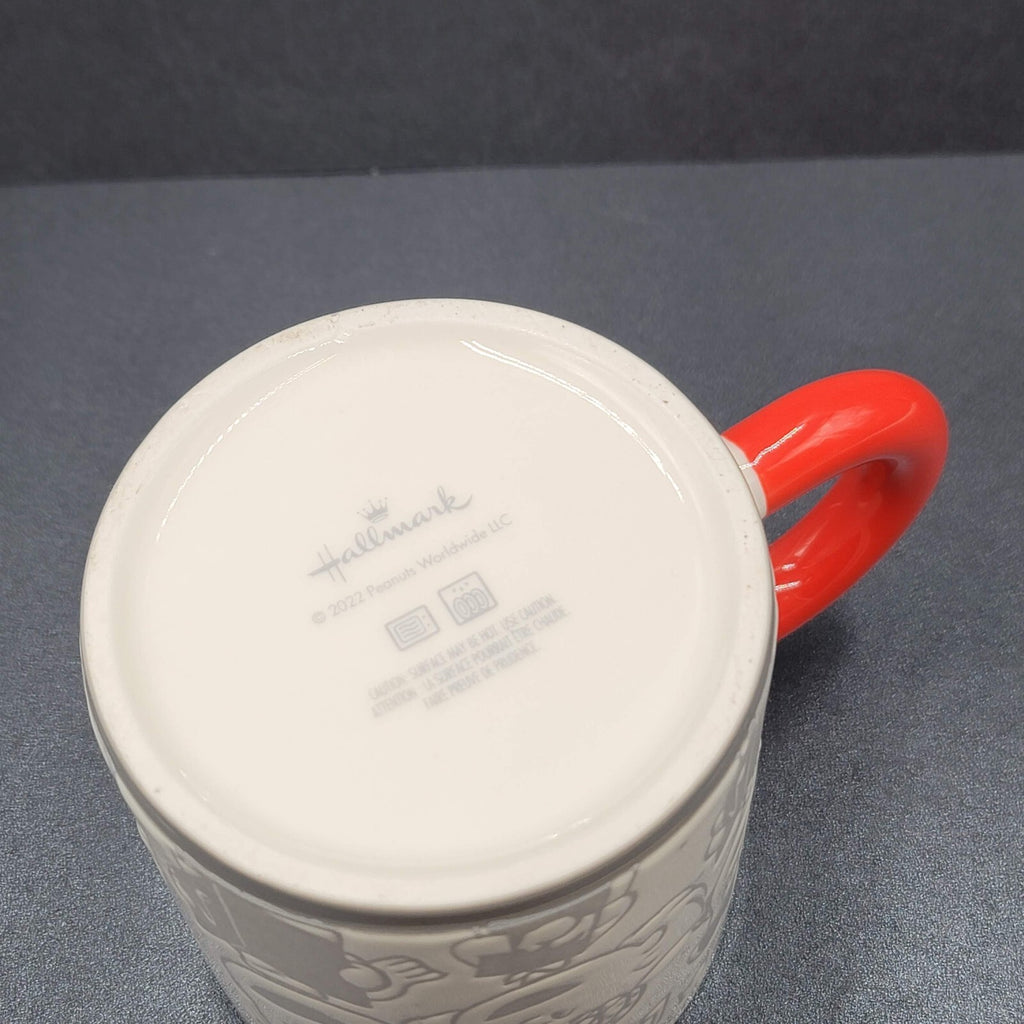 Hallmark Coffee Mug Peanuts Gang Snoopy Christmas Gray Red 16oz