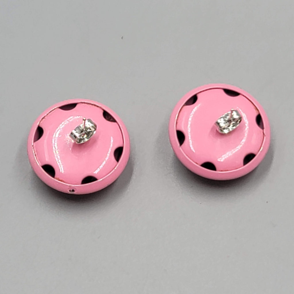 Vintage Pink Enamel Dome Pierced Earrings Pin Up Rockabilly 1 in
