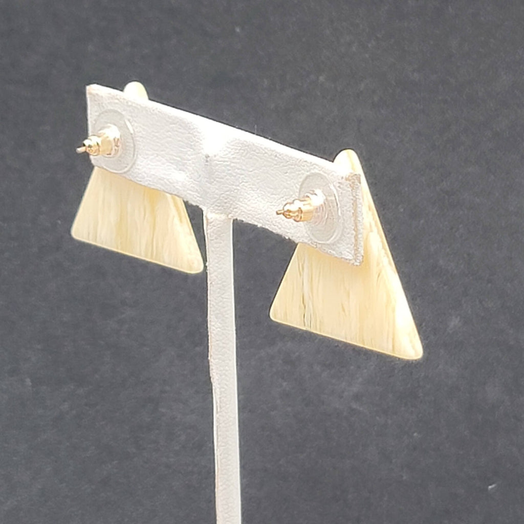 Vintage Pierced Earrings Resin Translucent Triangle Drop 1"